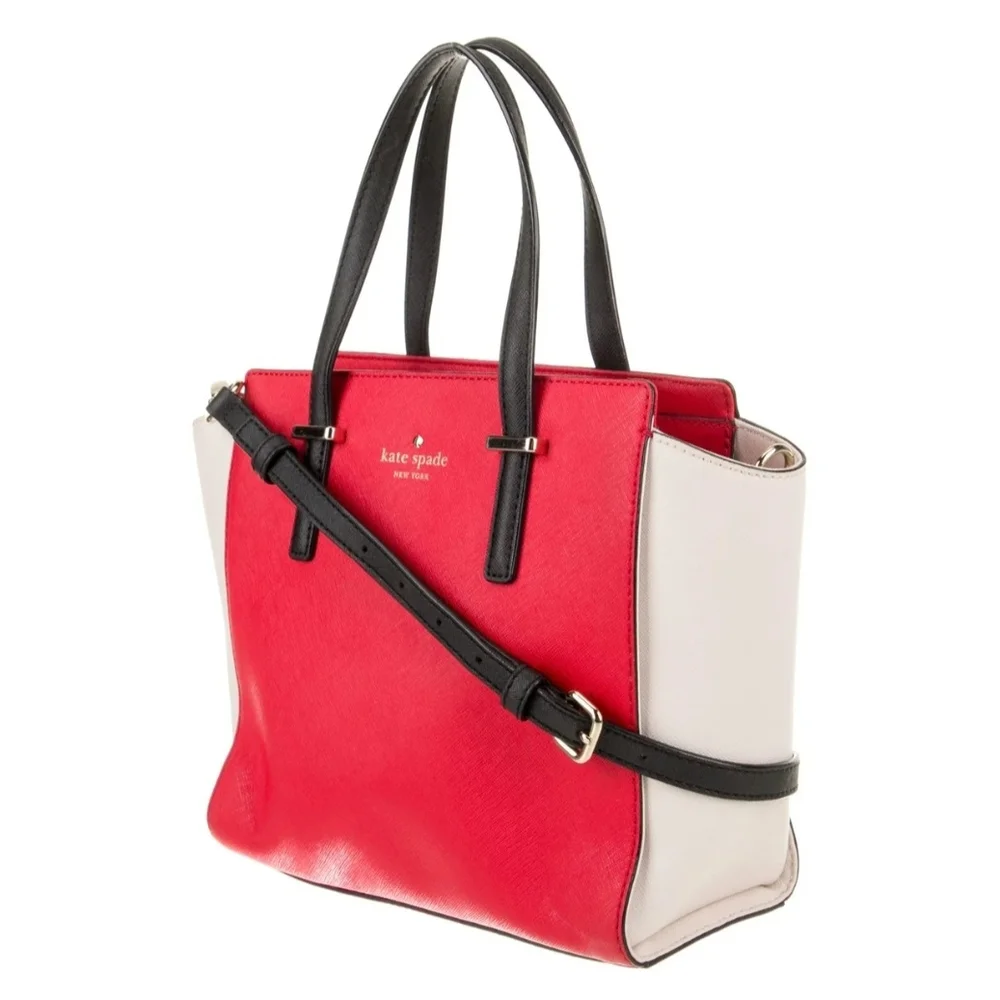 Kate Spade New York Red & White Saffiano Leather Satchel (EUC)(DUST BAG)✨️♥️✨️
